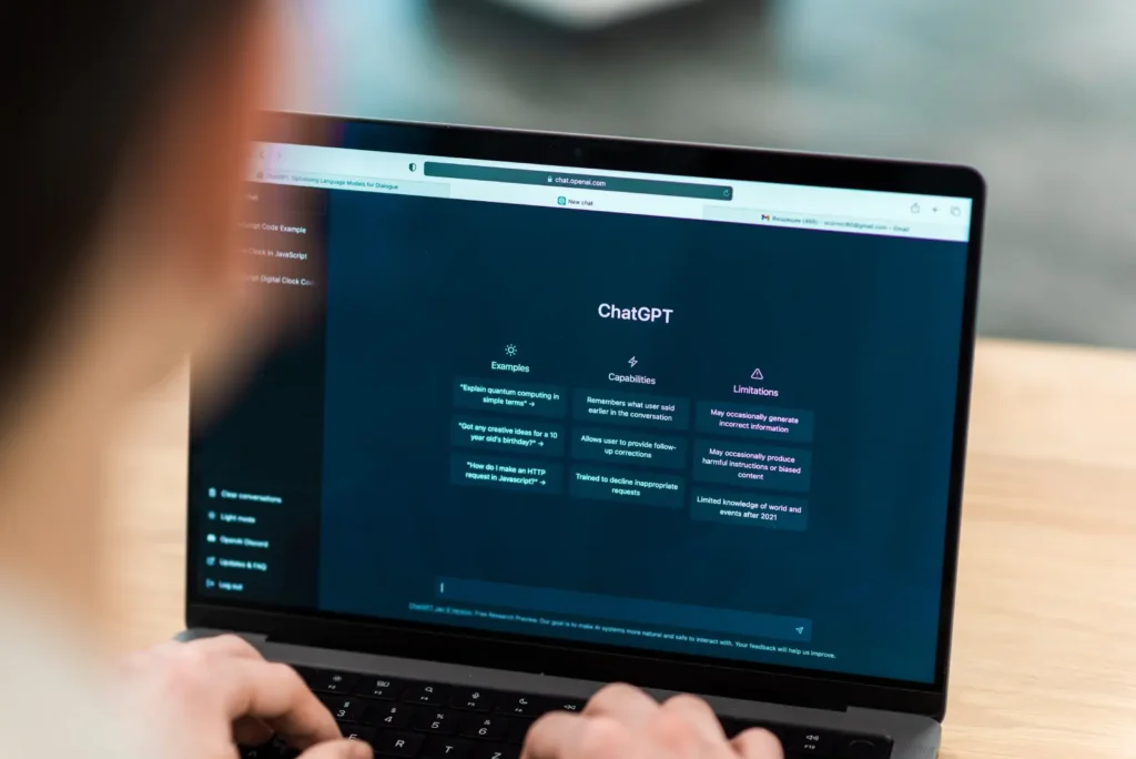 chat de ia abierto en la computadora portatil