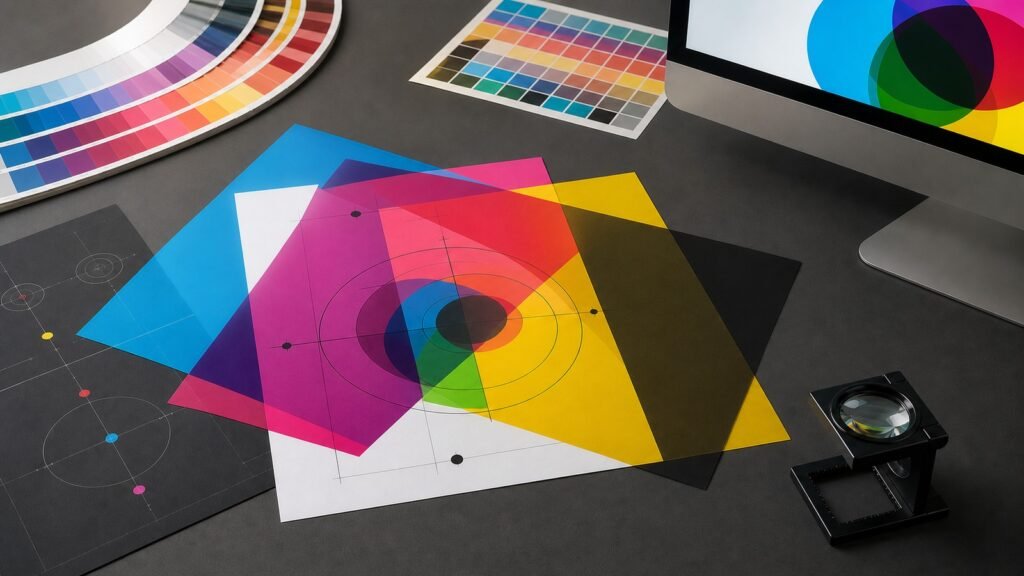 Sobreimpresión en archivos para imprenta: guía para evitar errores de overprint 1 Películas CMYK superpuestas para revisar la sobreimpresión en archivos de imprenta