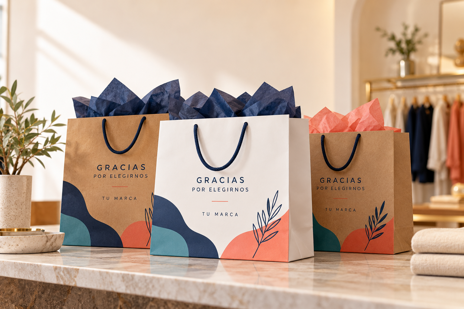Publicidad Impresa 10 bolsas de papel personalizadas en Medellín