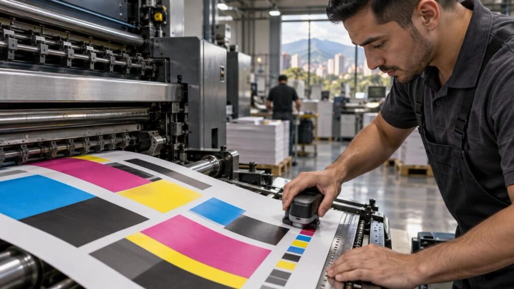 Densidad de tinta en impresión offset: cómo lograr colores más consistentes 1 Control de densidad de tinta en impresión offset con densitómetro