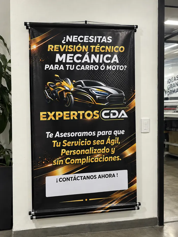 Pendones 11 Pendón colgante publicitario para centro de diagnóstico automotor