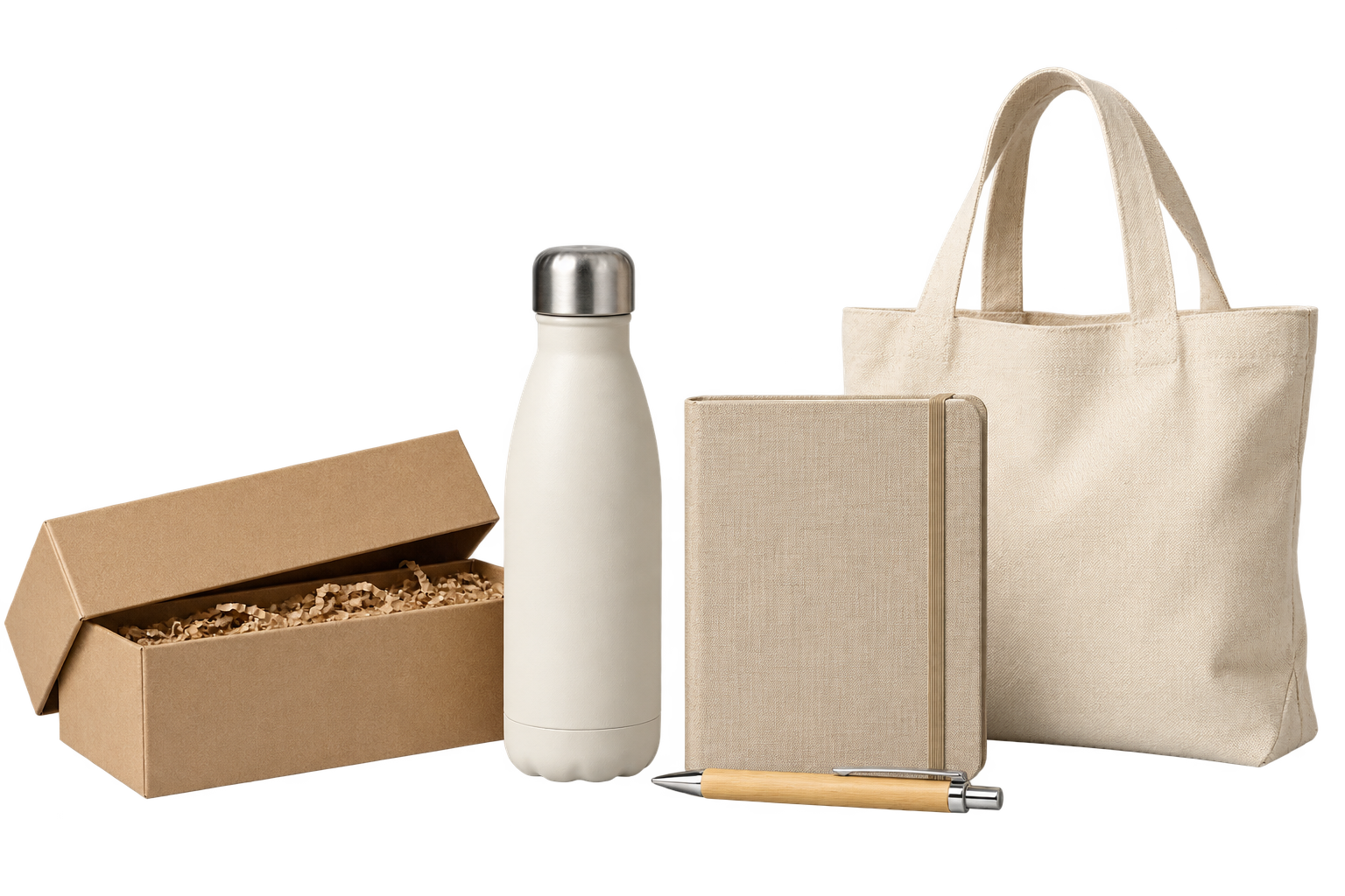 Nuestros productos 6 Regalos corporativos con libreta, termo, bolsa y caja de presentación