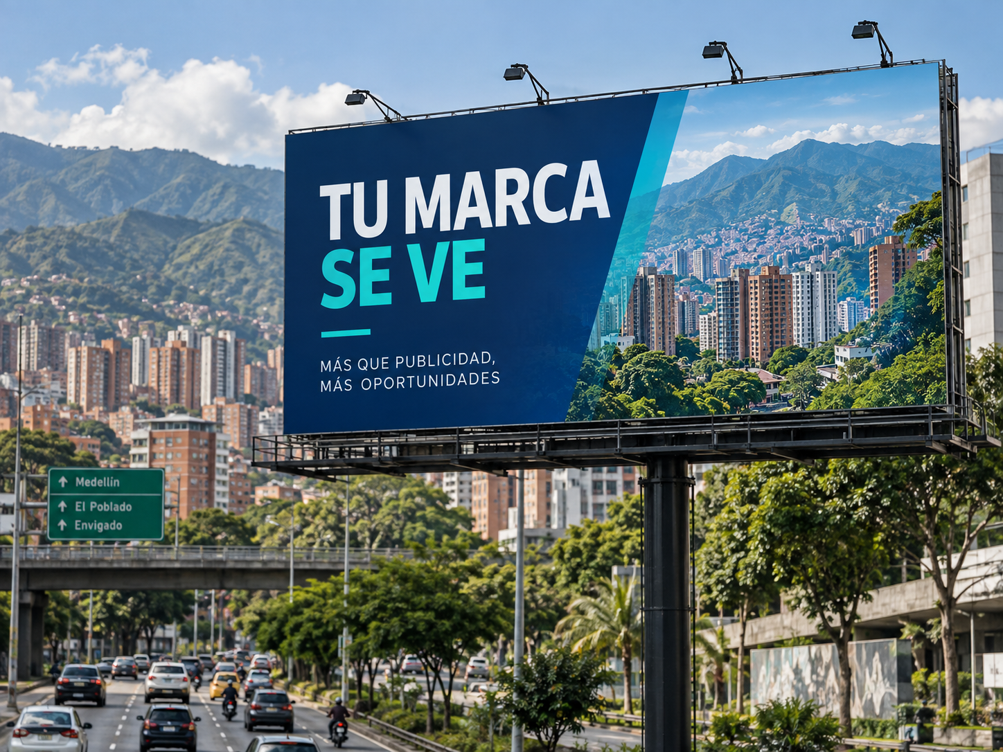 Publicidad exterior en Medellín 4 Valla publicitaria con campaña comercial en Medellín