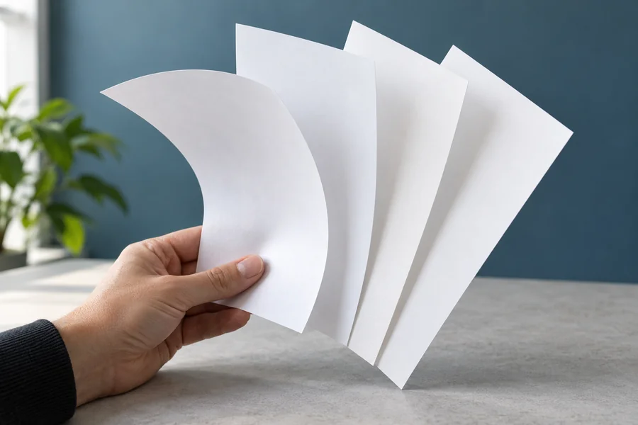 Afiches 6 Referencia ilustrativa de una mano mostrando la flexibilidad de hojas de papel