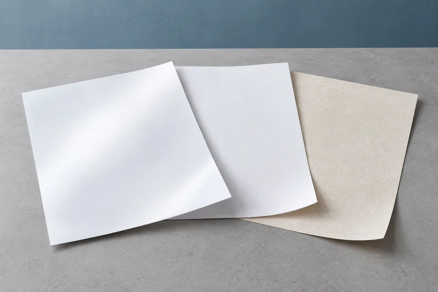 Afiches 5 Referencia ilustrativa de papeles blancos y de tono natural con distintas superficies